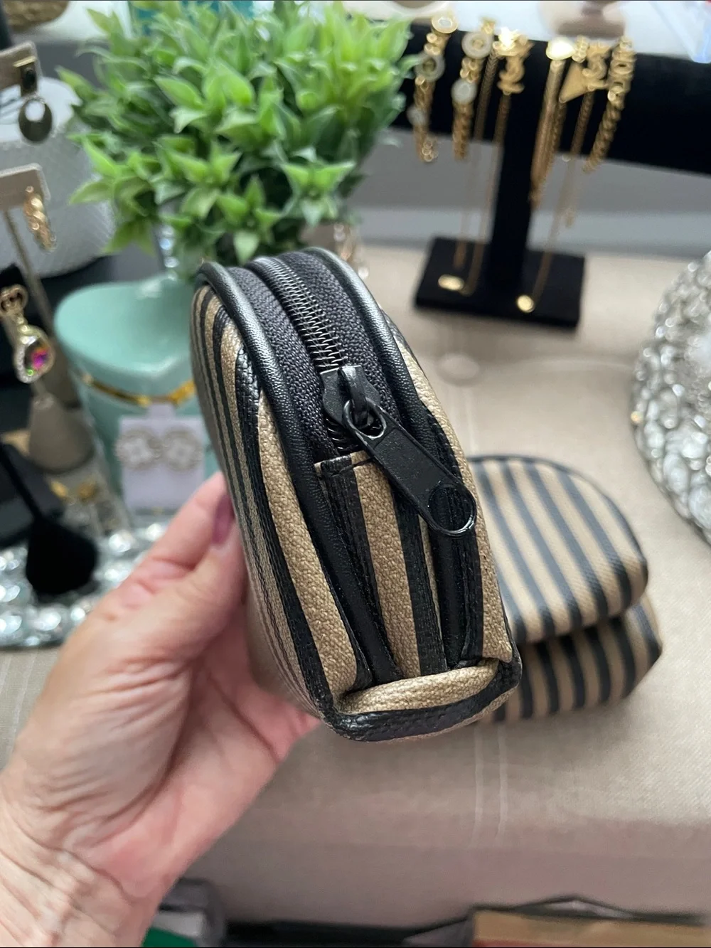 ✨🖤Striped Black & Tan Travel Pouch Set - 3 Piece🖤✨NEW